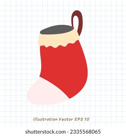 Christmas red socks ,Flat Modern design ,Vector illustration EPS 10