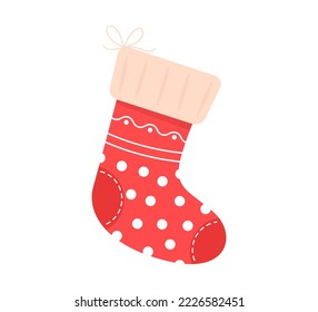 Christmas red socks. flat vector illustration isolated on white background.