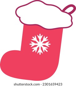 Christmas red socks, xmas sock symbol icon vector image.