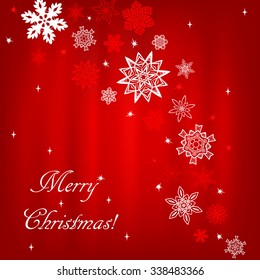 Christmas red square background with snowflakes
