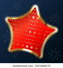 Christmas red star decoration with gold pattern