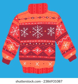 Christmas red sweater with snowflakes