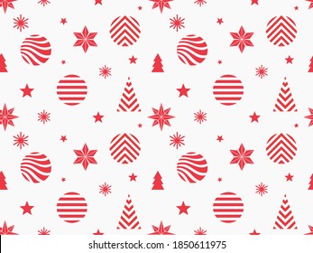 Patrón impecable de símbolos rojos de Navidad. Ilustración vectorial.