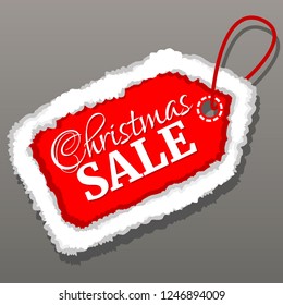 Christmas red tag. Christmas badge. Vector illustration.