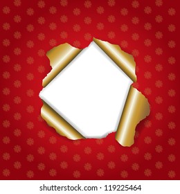 Christmas Red Torn With Gradient Mesh, Vector Illustration