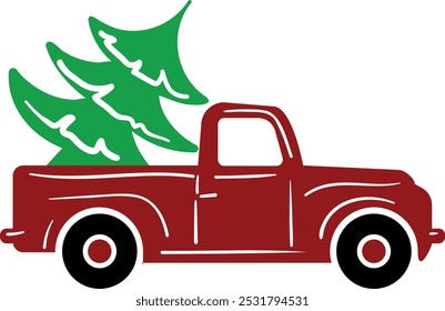 Christmas red truck and