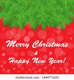 Christmas red vector background illustration pine fir tree