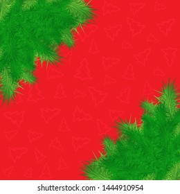 Christmas red vector background illustration pine fir tree
