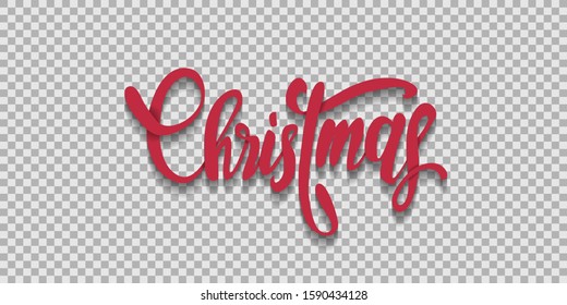 CHRISTMAS red vector brush calligraphy with transparent background