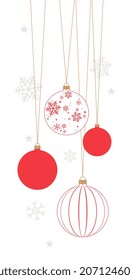 Christmas red and white baubles icon with decoration