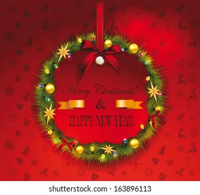 Christmas red  wreath with beautiful Christmas decoration