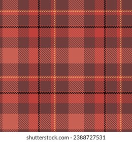 Christmas Red, Yellow and Black Tartan Plaid Vector Seamless Pattern. Rustic Xmas Background. Traditional Scottish Woven Fabric. Lumberjack Shirt Flannel Textile. Pattern Tile Swatch Included.