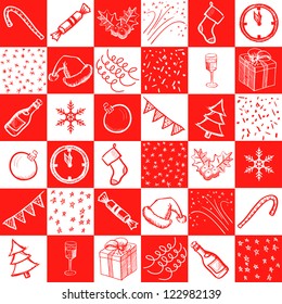Christmas red-and-white seamless pattern - vector illustration