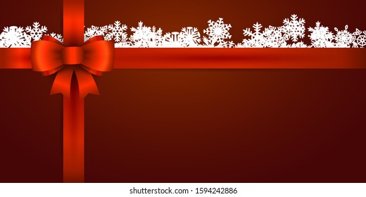 christmas reed vintage vector background with ribbon bow and snowflakes happy vacation star snow party season abstract holiday background scene red new space ceremony christmas celebration glow smilin