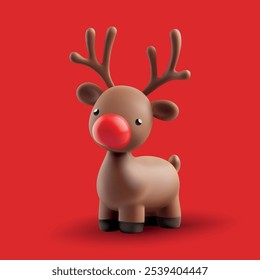 Christmas reindeer 3D vector icon