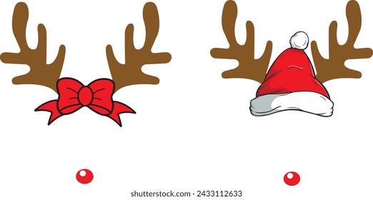 Christmas reindeer antlers, merry christmas, santa, christmas holiday, vector illustration file