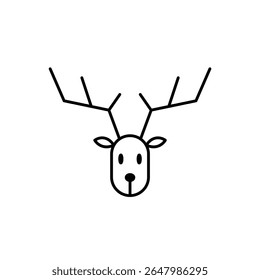 Christmas Reindeer Buck with Antlers Line Icon