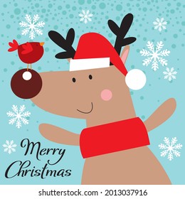 Christmas reindeer for christmas card, gift bag or box design
