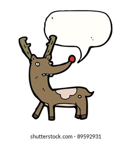 christmas reindeer cartoon character with speech bubble