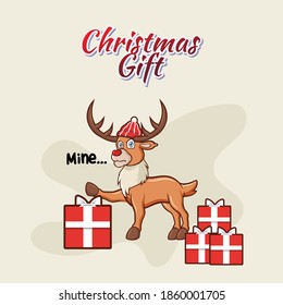 Christmas reindeer character for design needs with a winter theme.