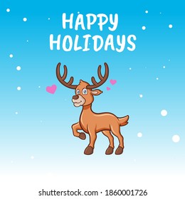 Christmas reindeer character for design needs with a winter theme.