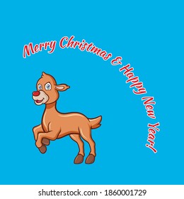 Christmas reindeer character for design needs with a winter theme.