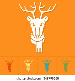 Christmas Reindeer. Colorful Single Flat Icon. Vector