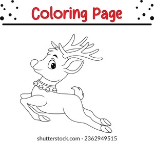 Christmas reindeer coloring page For children. Happy Christmas day