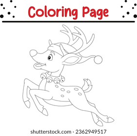 Christmas reindeer coloring page For children. Happy Christmas day