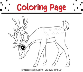 Christmas reindeer coloring page For children. Happy Christmas day