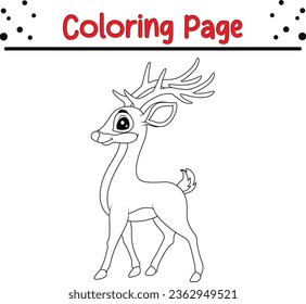 Christmas reindeer coloring page For children. Happy Christmas day
