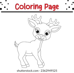 Christmas reindeer coloring page For children. Happy Christmas day