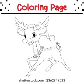 Christmas reindeer coloring page For children. Happy Christmas day