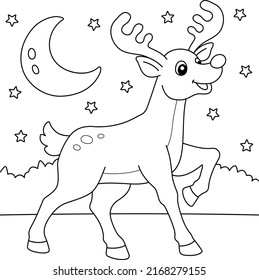 Christmas Reindeer Coloring Page for Kids