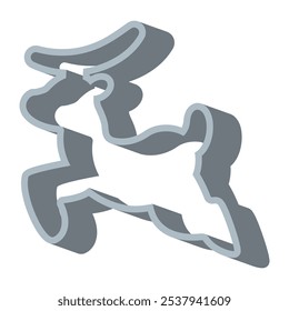 Christmas reindeer cookie cutter vector illustration isolated on a white background.