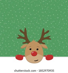 Christmas reindeer with copyspace. Xmas background. Vector