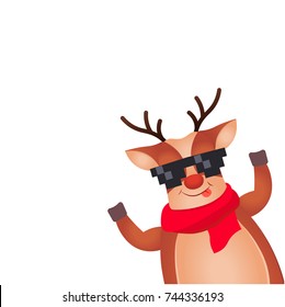 Christmas Reindeer. Cute and funny character Deer. Vector illustration.