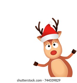 Christmas Reindeer. Cute and funny character Deer. Vector illustration.