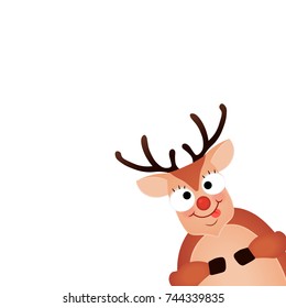 Christmas Reindeer. Cute and funny character Deer. Vector illustration.