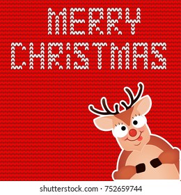 Christmas Reindeer. Cute and funny character Deer. Christmas card. Vector illustration. New year 2023