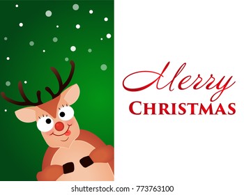 Christmas Reindeer. Cute and funny character Deer. Christmas card. Vector illustration.