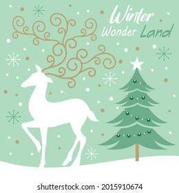 Christmas reindeer and decorations for christmas card, gift bag or box design
