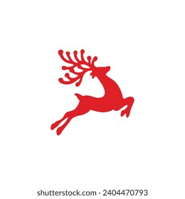 Christmas reindeer design element. Raindeer icon. Red raindeer vecto art. Clipart.