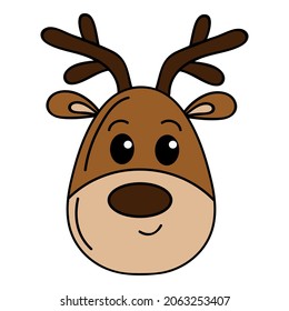 Christmas reindeer face with decorative lights vector cartoon illustration.