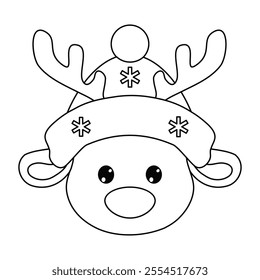 Christmas reindeer face vector cartoon illustration