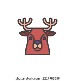 Christmas reindeer filled outline icon, line vector sign, linear colorful pictogram isolated on white. Symbol, logo illustration. Vector graphics