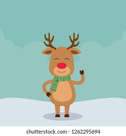 Christmas Reindeer in flat design for Christmas holiday decoration. Vector illustration of reindeer