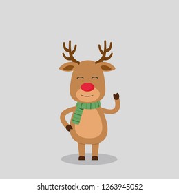 Christmas Reindeer in flat design for Christmas holiday decoration. Vector illustration of reindeer