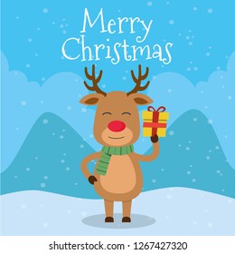 Christmas Reindeer in flat design for Christmas holiday decoration. Vector illustration of reindeer