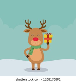 Christmas Reindeer in flat design for Christmas holiday decoration. Vector illustration of reindeer